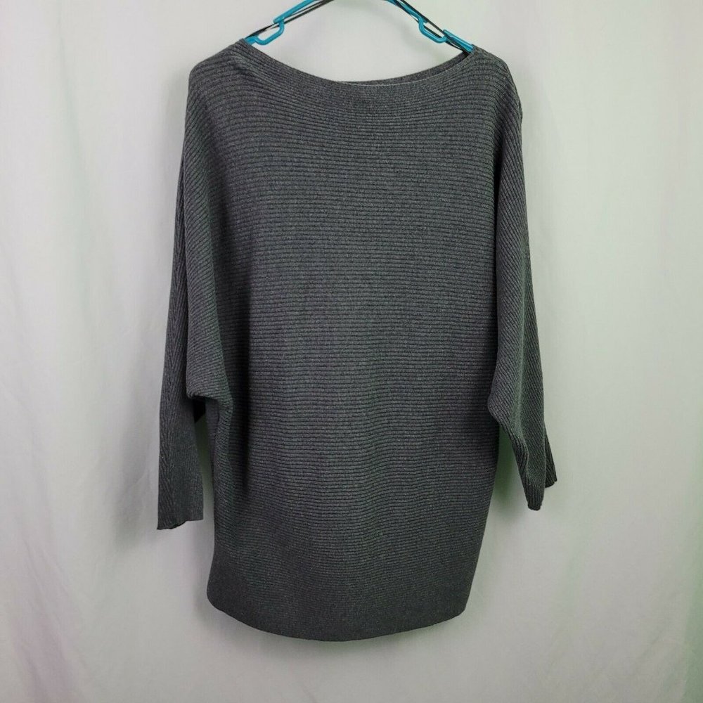 Vince Camuto Gray Knit Large L Sweater Horizontal Dolman SleeveWomen's Top Shirt